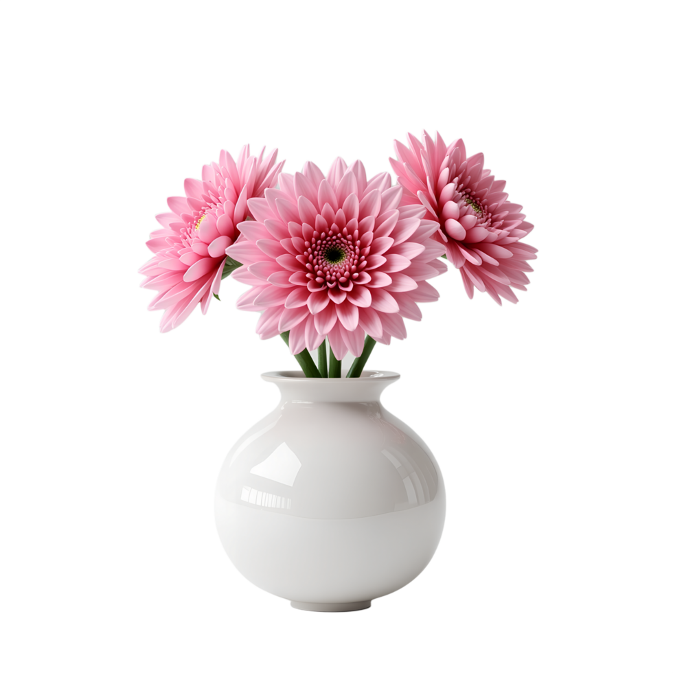 Charming Floral Art Pink Blooms in a Classic White Vase png