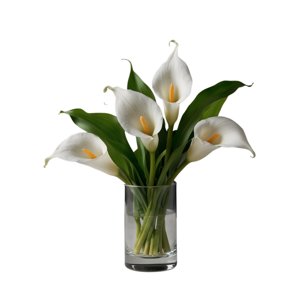 Minimalist Calla Lily Bouquet on White Background Perfect for Floral Designs png