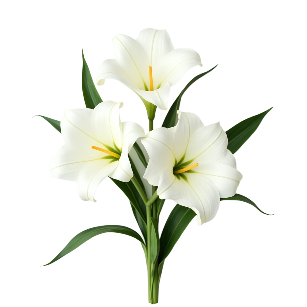 Realistic White Lily Macro Shot Premium Stock Image for Creative Projects png