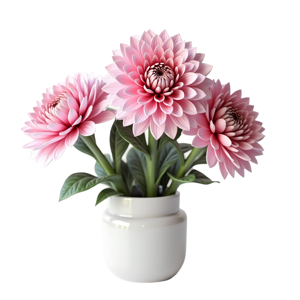 Realistic Pink Flowers in a White Vase Ideal for Digital Print Use png