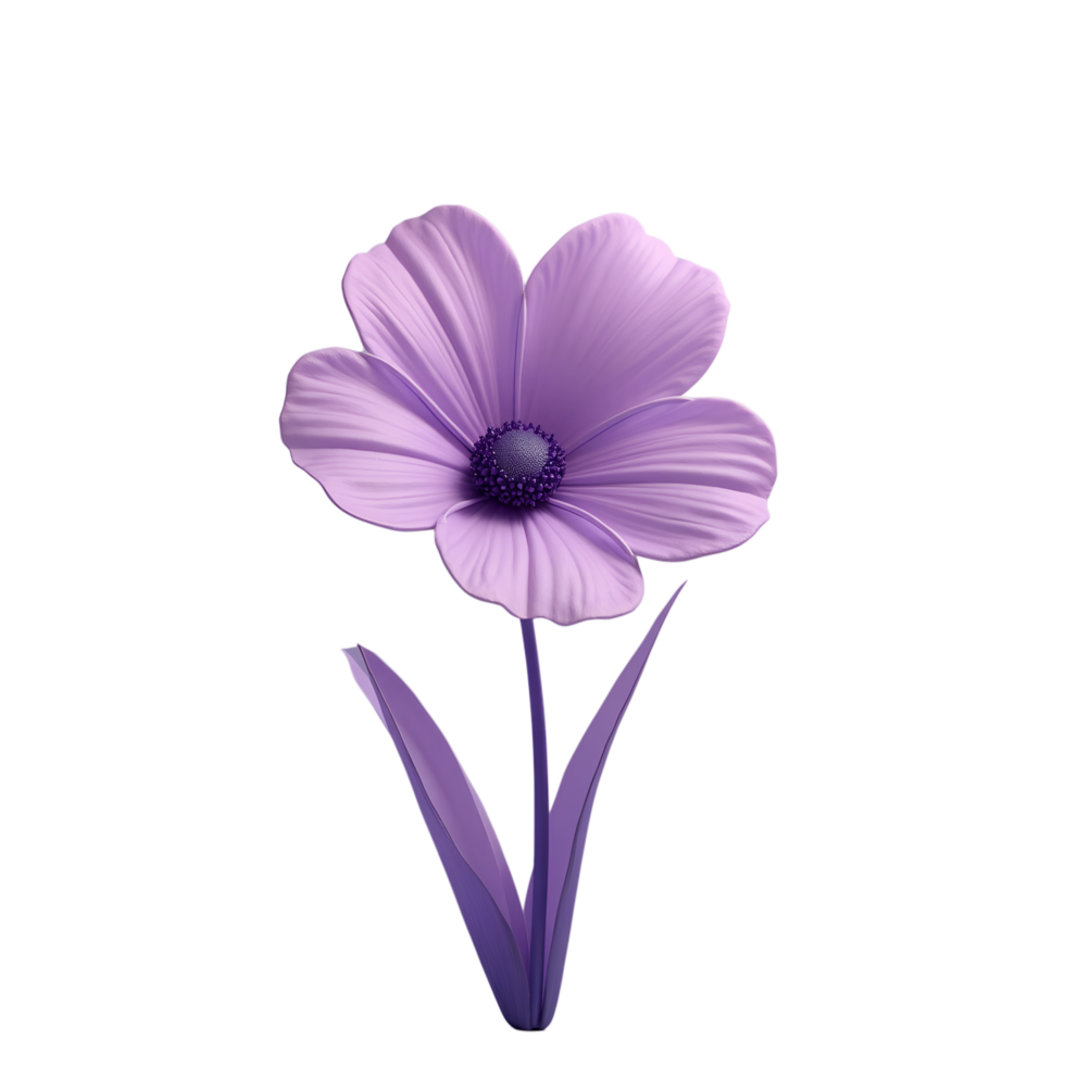 Realistic Purple Blossom with Green Leaves Perfect for Graphic Design Prints png