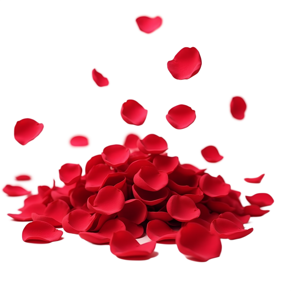 Scattered Red Rose Petals Perfect for Wedding Designs png