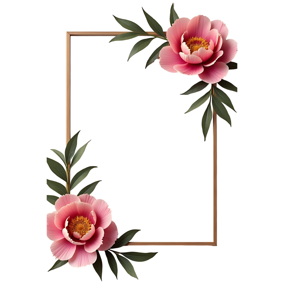 Pink Peony Floral Frame Beautiful Transparent Clipart for DIY Projects png