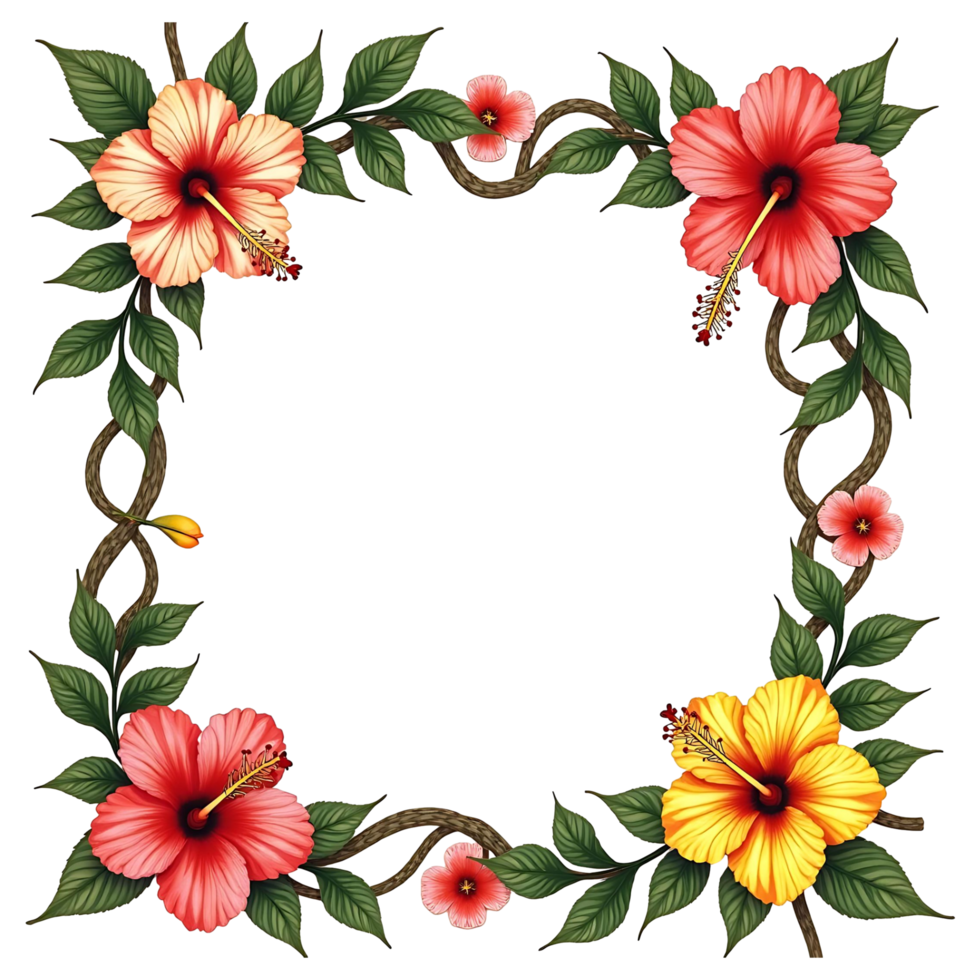 Elegant Floral Wreath Tropical Hibiscus Clipart for Invitations png