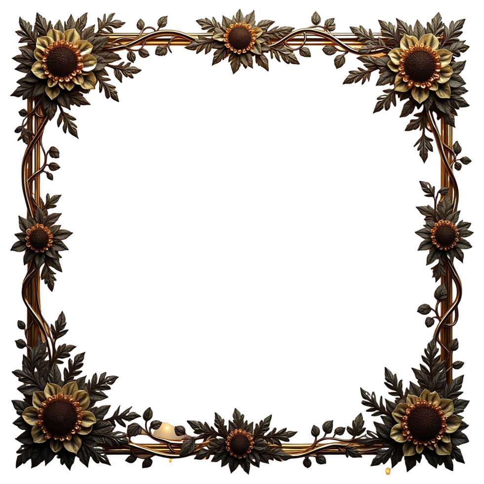 Elegant Hand-Drawn Floral Frame Perfect for Invitations Cards png
