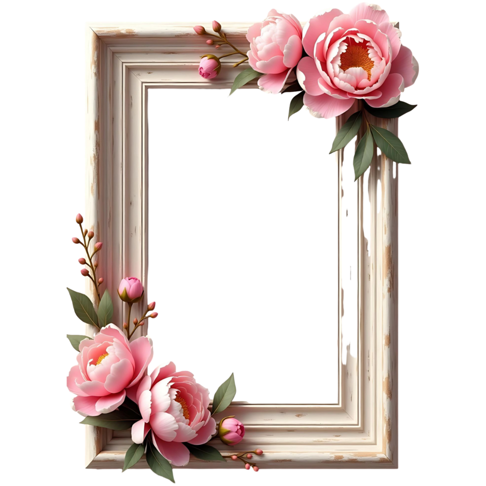 Watercolor Peony Frame Clipart Transparent for Invitations Cards png