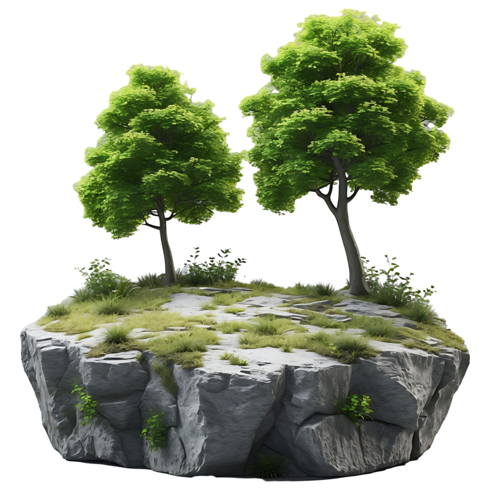 Zen Garden Rock with Trees Ideal for Asian and Minimalist Designs png