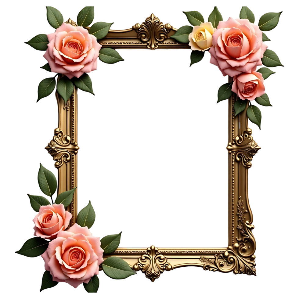 Vintage Rose Gold Frame Perfect for Invitations Designs png