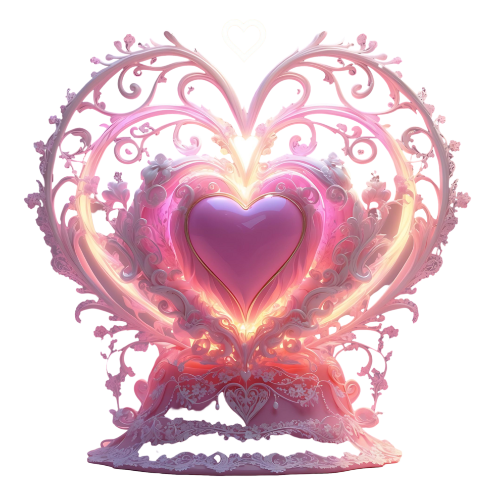 Luxury Pink Heart with Ornate Design High Quality Digital Art png