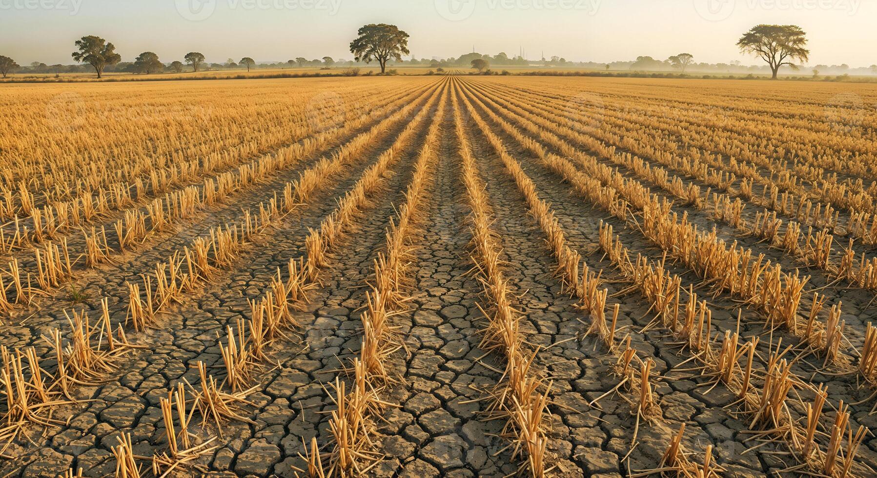 Global Warming Impact, Devastated Farmland with Deep Soil Fractures, climate change impact photo