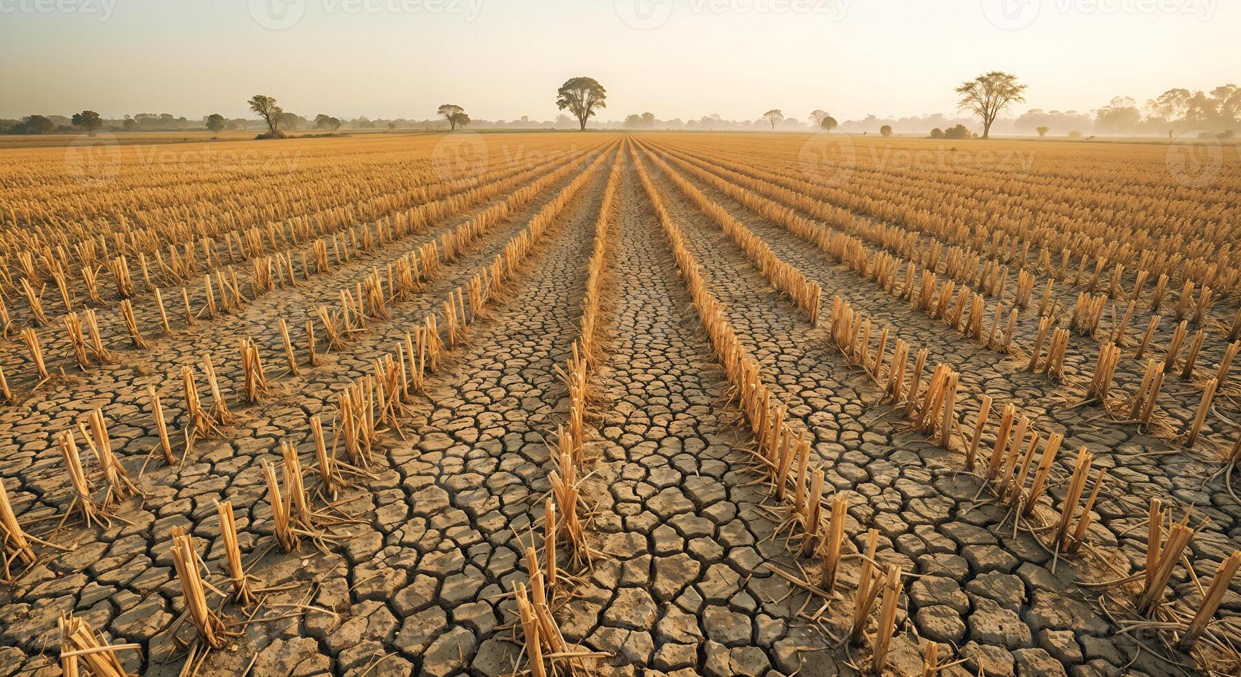 Devastated Farmland with Deep Soil Fractures, Global Warming Impact, climate change photo