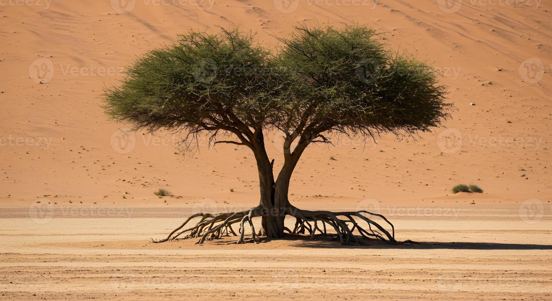 Lone Desert Tree With Exposed Roots in Shifting Sands photo