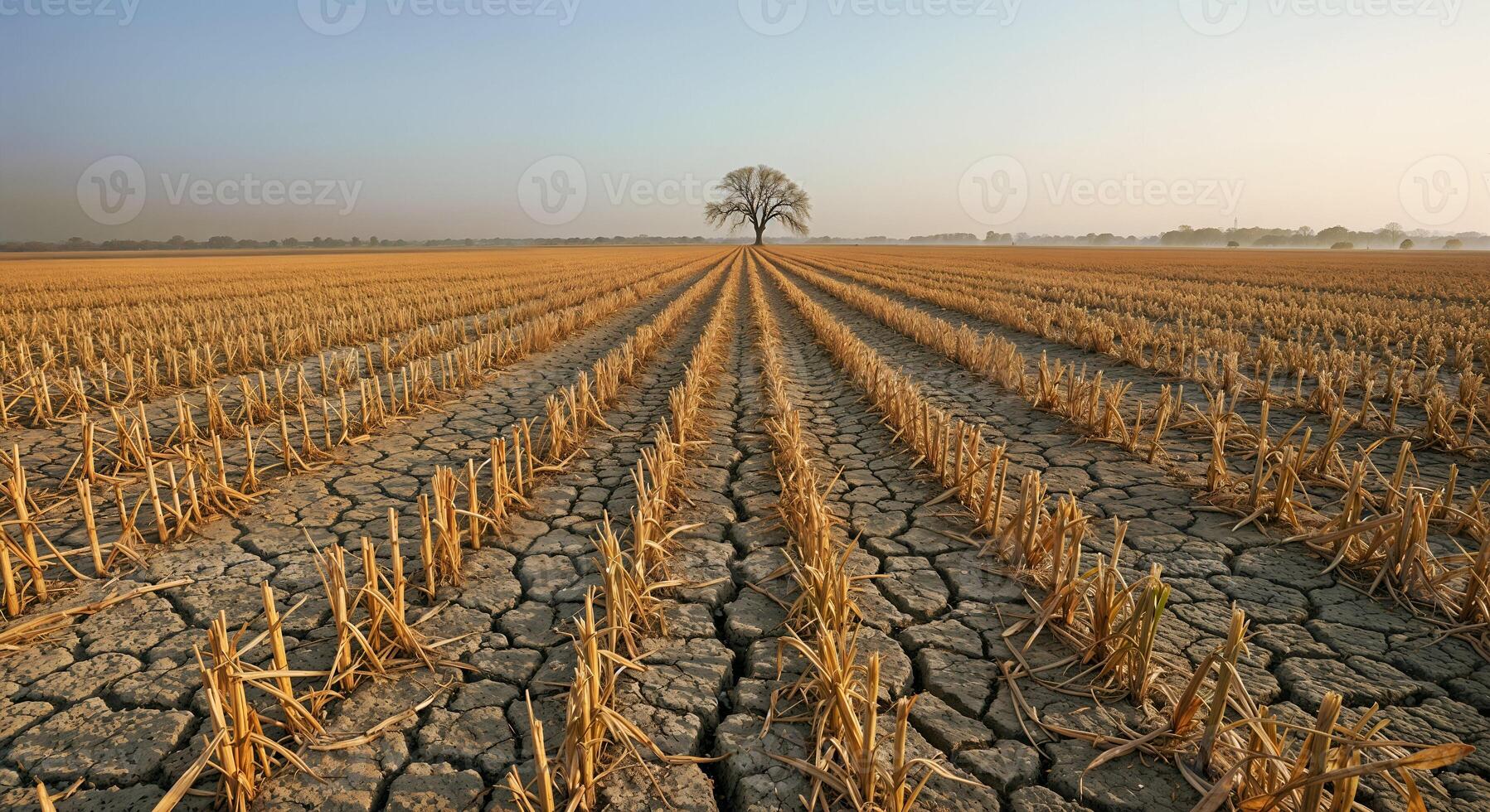 Withering Fields Under Intense Heatwaves, Agricultural Collaps, climate change impact photo