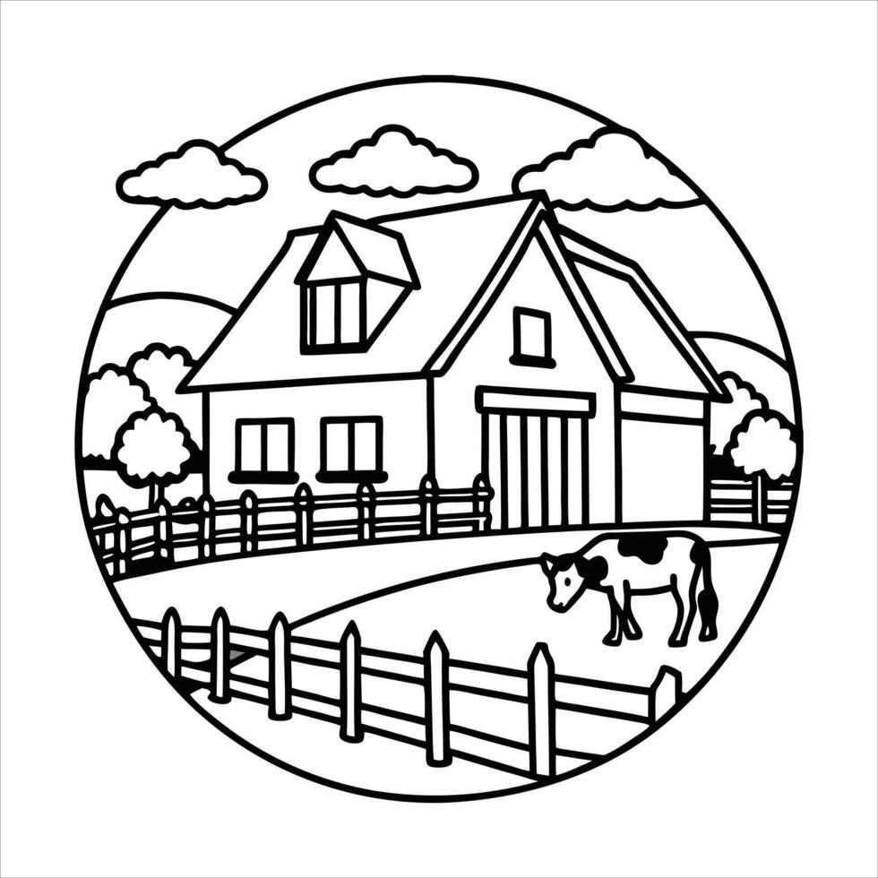 Home coloring book page vector