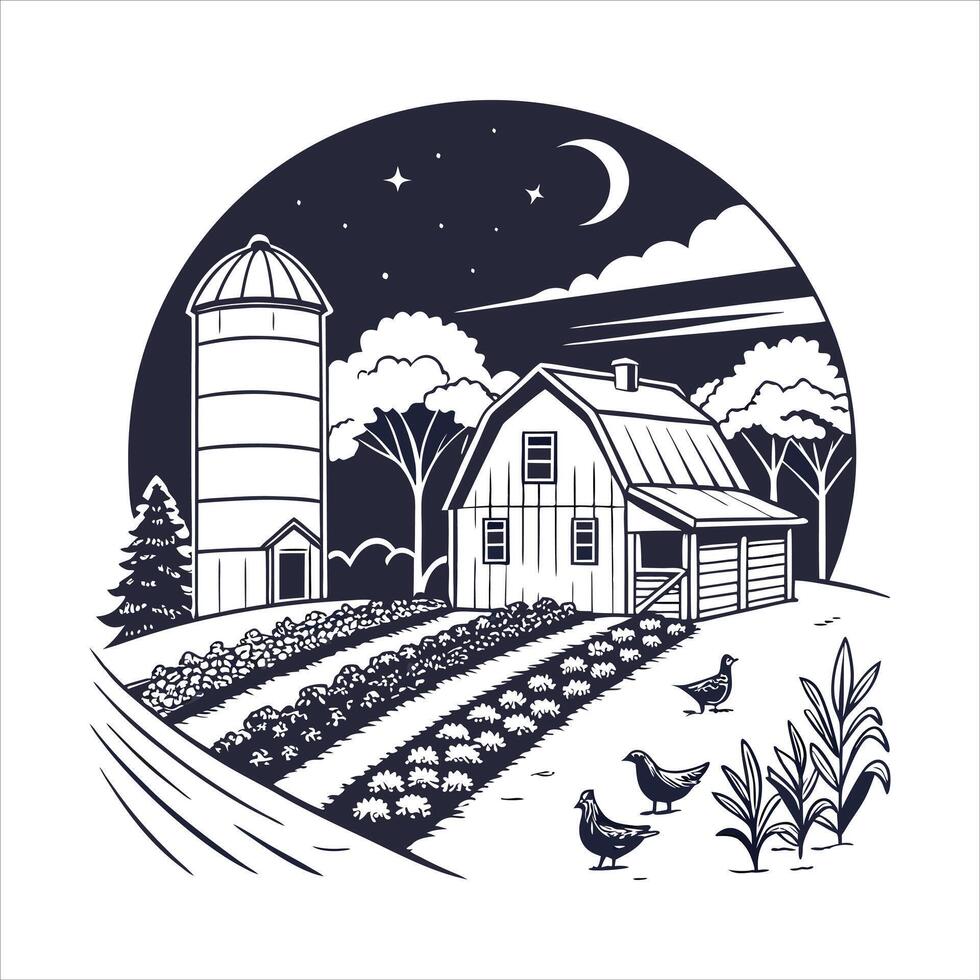 Rustic Farm Sketch vector