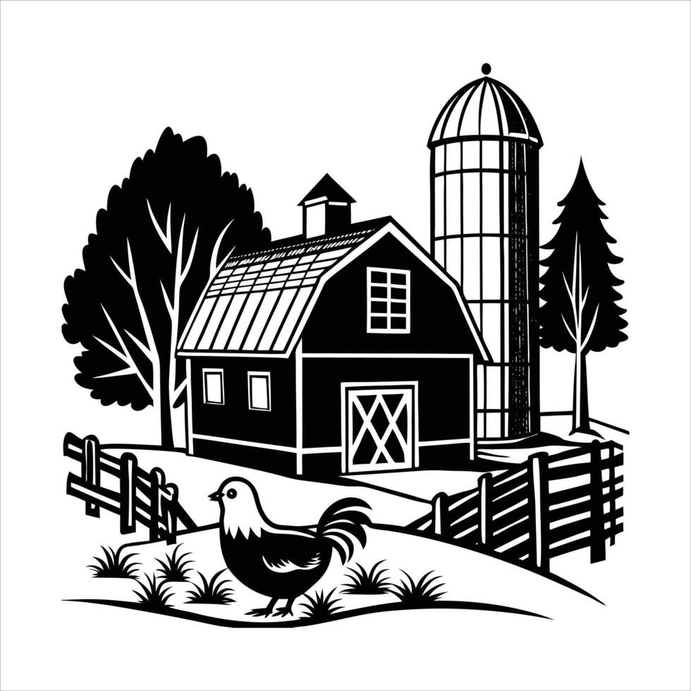 Barn silhouette Farmhouse vector