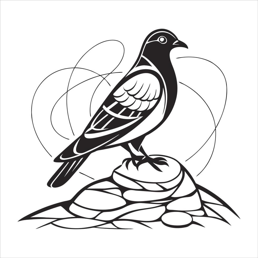 Racing Homer Pigeon on a branch vector