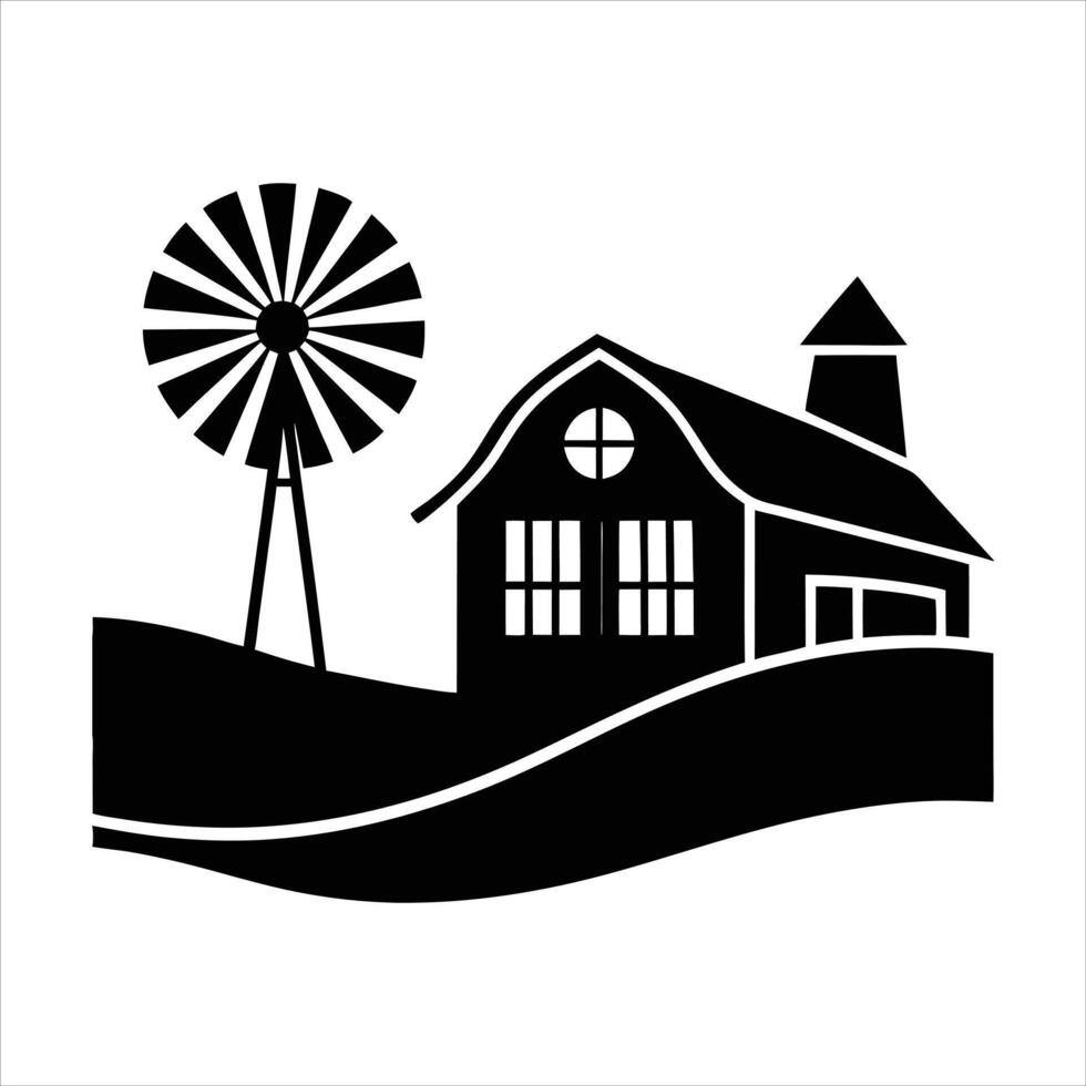 Farmhouse Rolling Hills Background vector