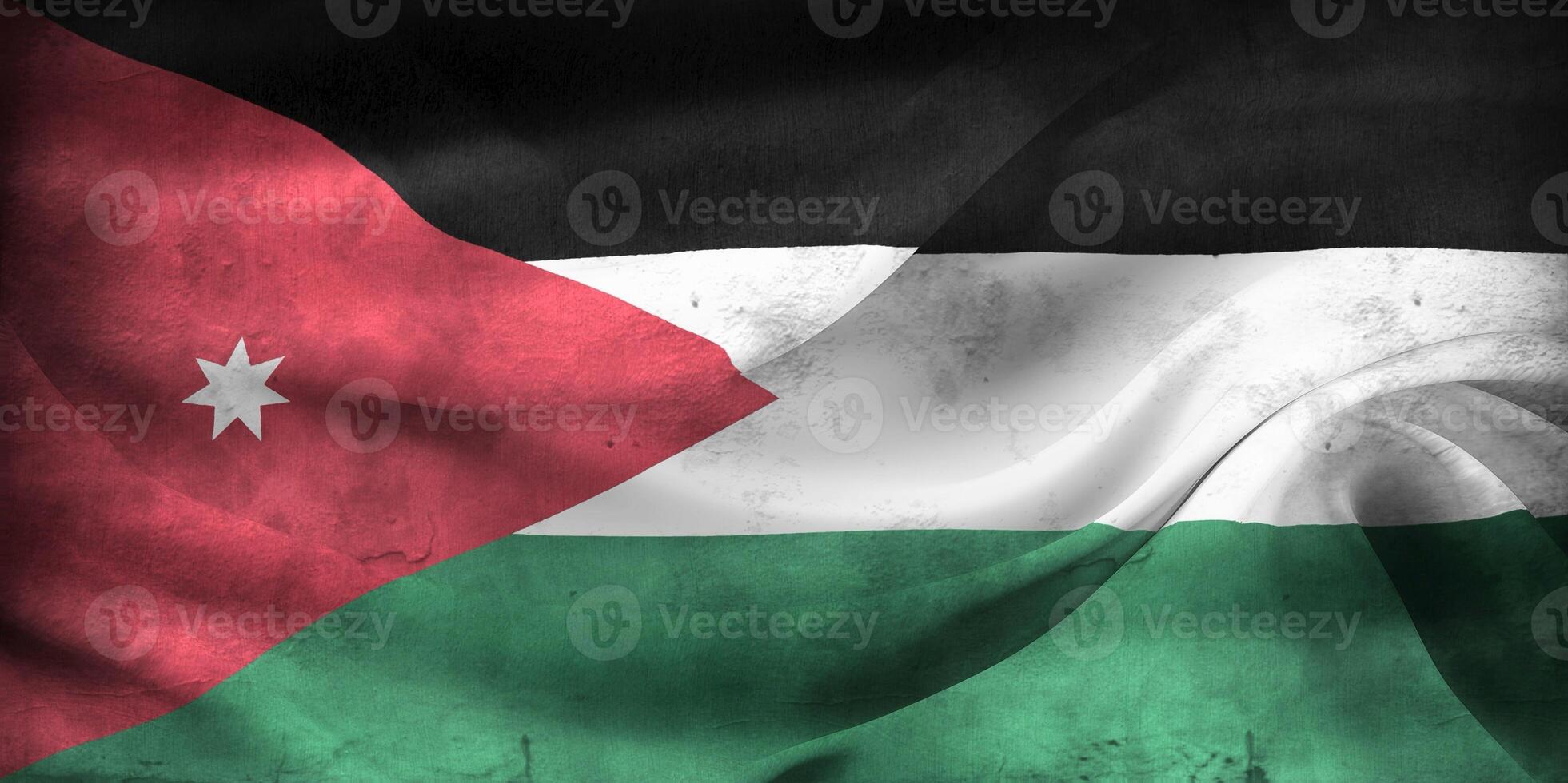 Vintage look 3D-Illustration of a Jordan flag - realistic waving fabric flag photo