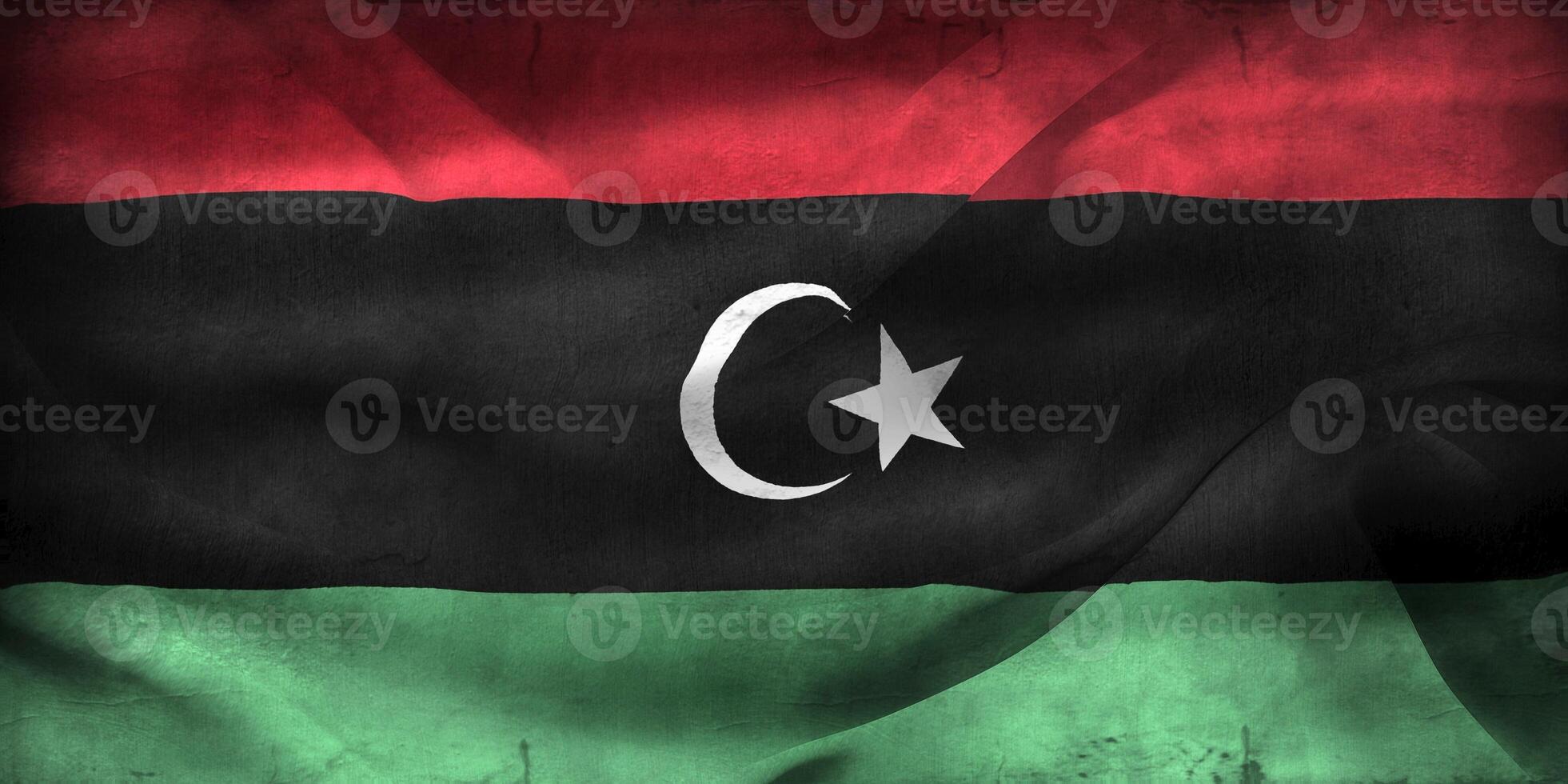 Vintage look 3D-Illustration of a Libya flag - realistic waving fabric flag photo