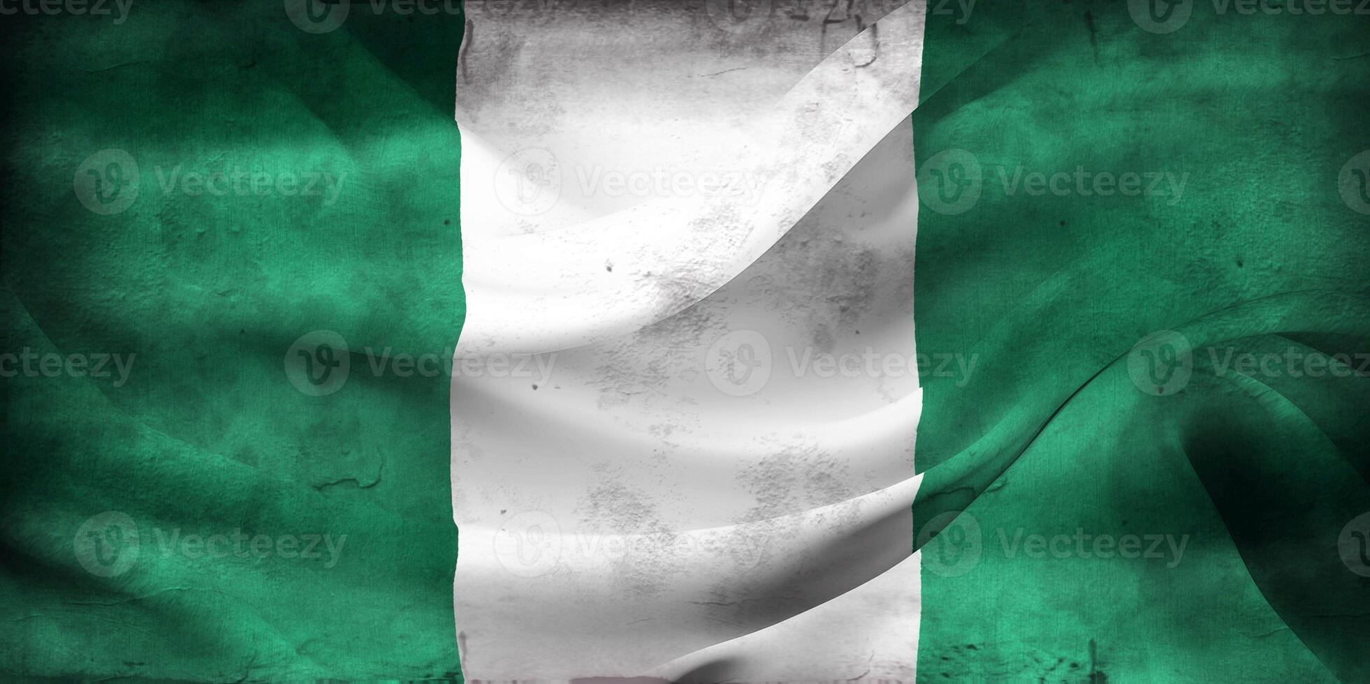 Vintage look 3D-Illustration of a Nigeria flag - realistic waving fabric flag photo