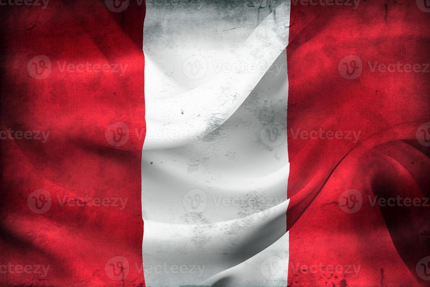 Vintage look 3D-Illustration of a Peru flag - realistic waving fabric flag photo