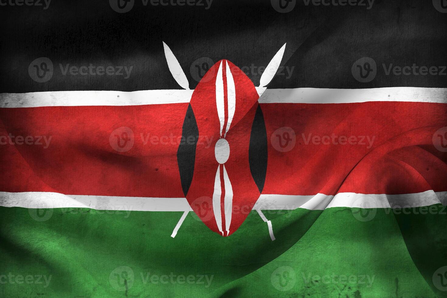 Vintage look 3D-Illustration of a Kenya flag - realistic waving fabric flag photo