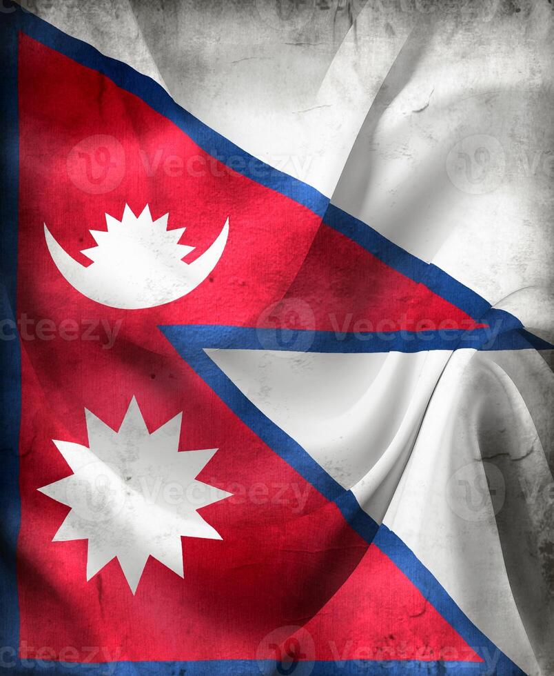 Vintage look 3D-Illustration of a Nepal flag - realistic waving fabric flag photo