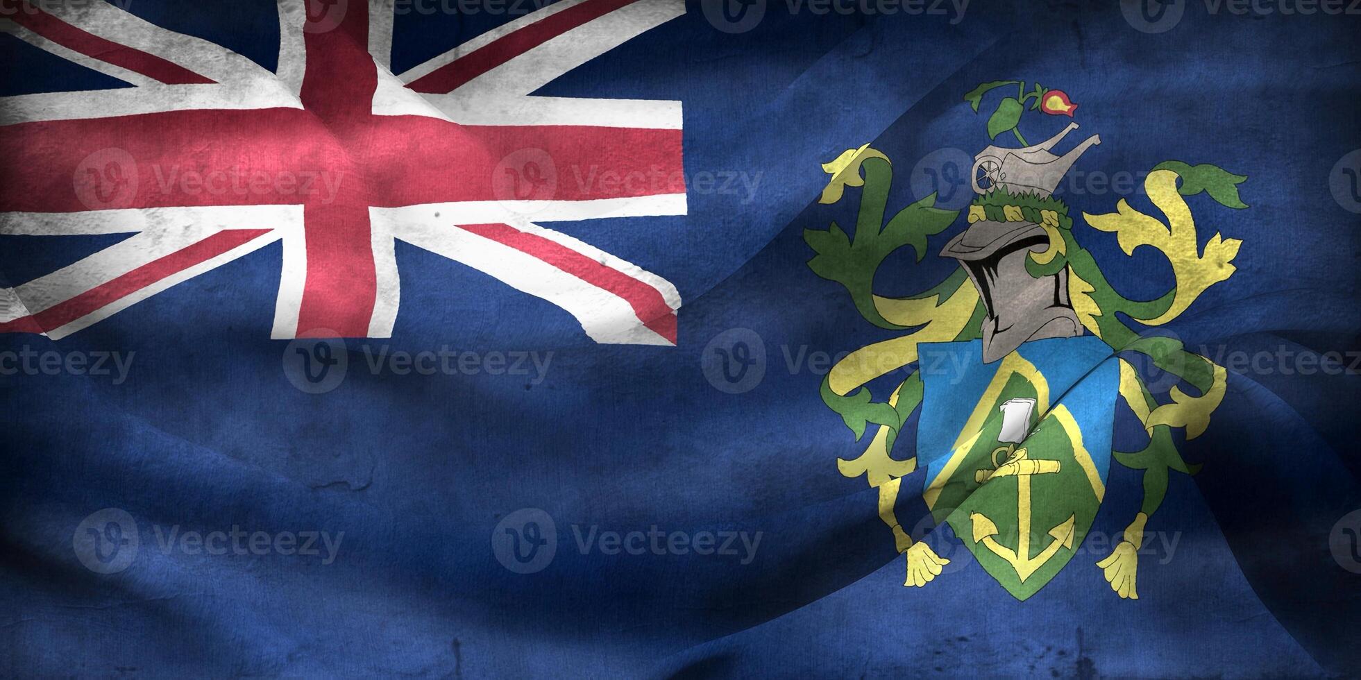 Vintage look 3D-Illustration of a Pitcairn Islands flag - realistic waving fabric flag photo
