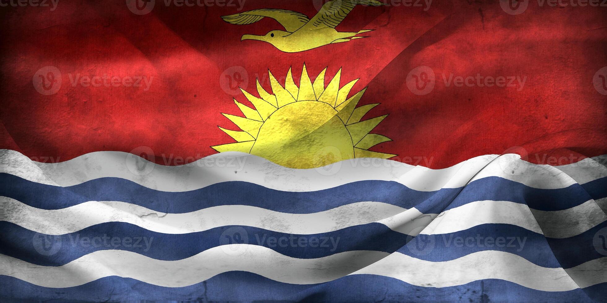 Vintage look 3D-Illustration of a Kiribati flag - realistic waving fabric flag photo