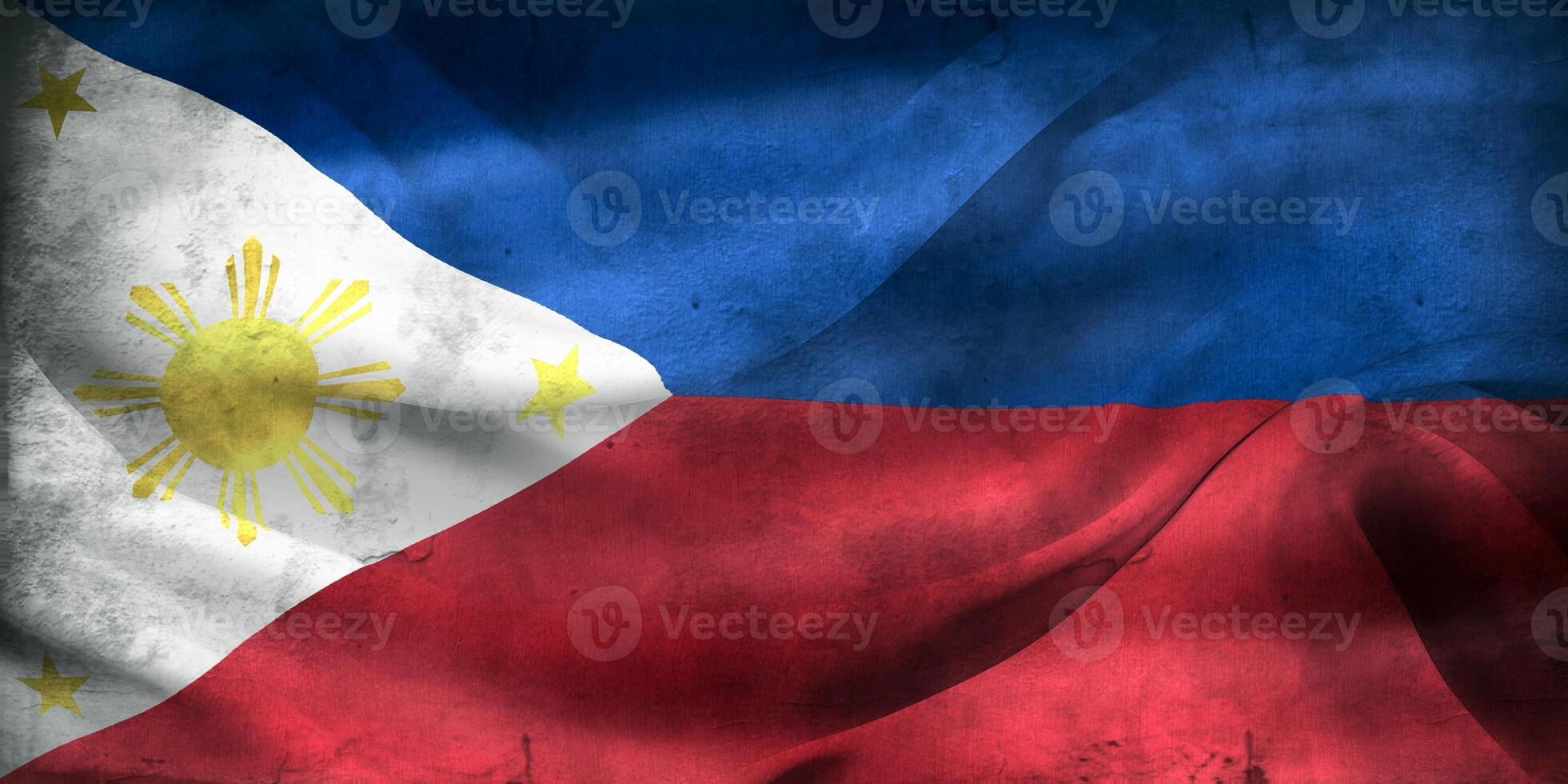 Vintage look 3D-Illustration of a Philippines flag - realistic waving fabric flag photo