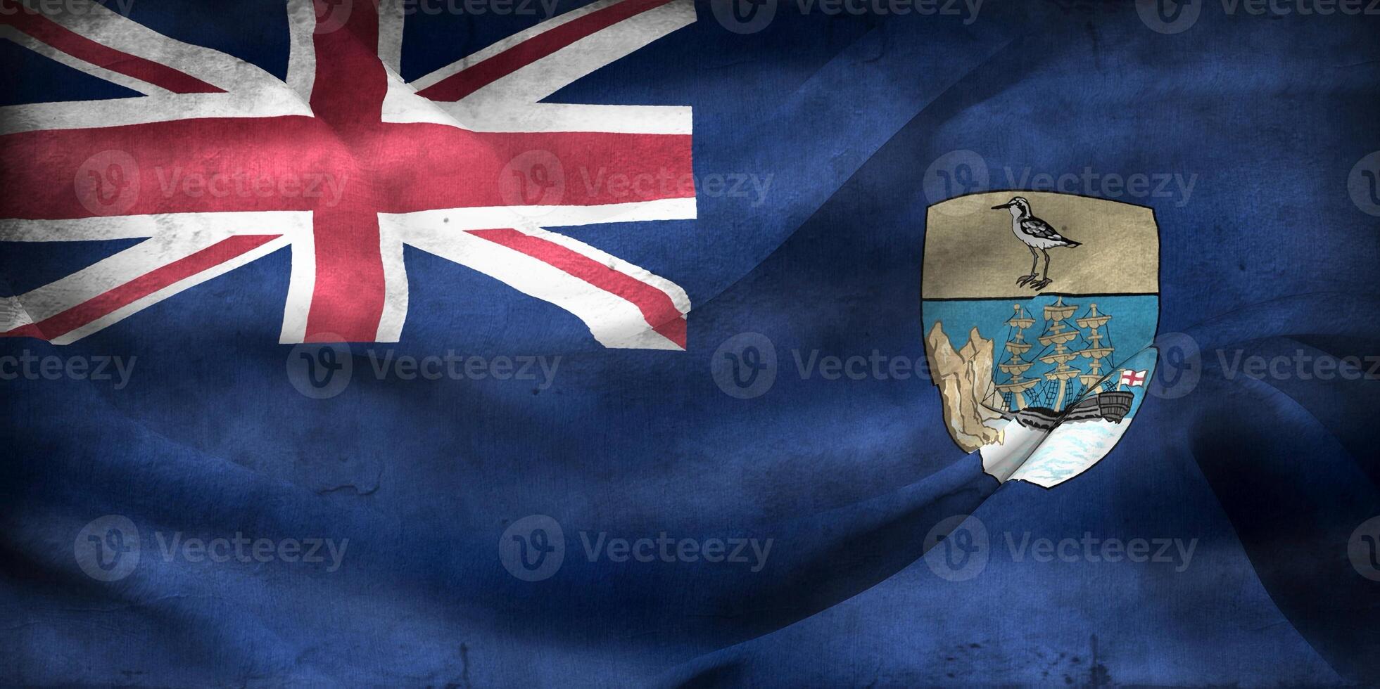 Vintage look 3D-Illustration of a Saint Helena flag - realistic waving fabric flag photo