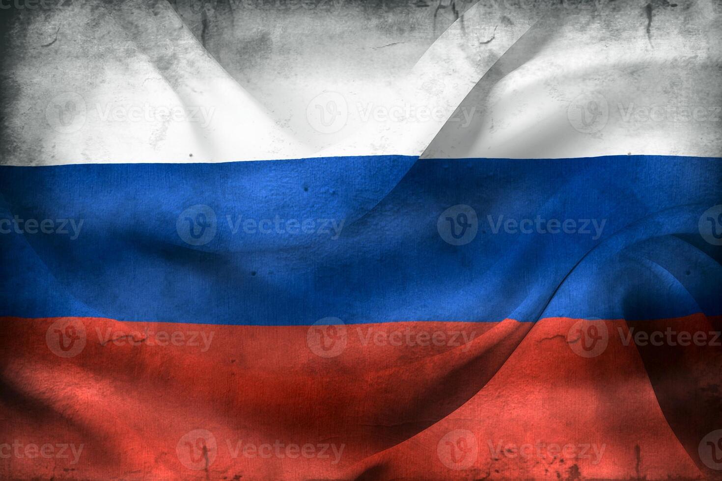 Vintage look 3D-Illustration of a Russia flag - realistic waving fabric flag photo