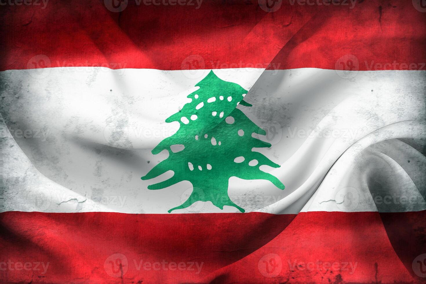 Vintage look 3D-Illustration of a Lebanon flag - realistic waving fabric flag photo