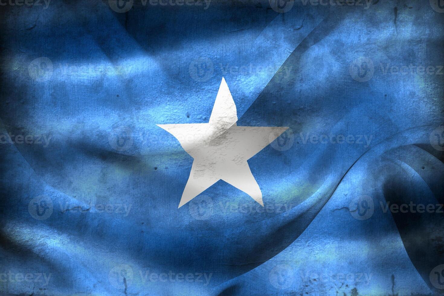 Vintage look 3D-Illustration of a Somalia flag - realistic waving fabric flag photo