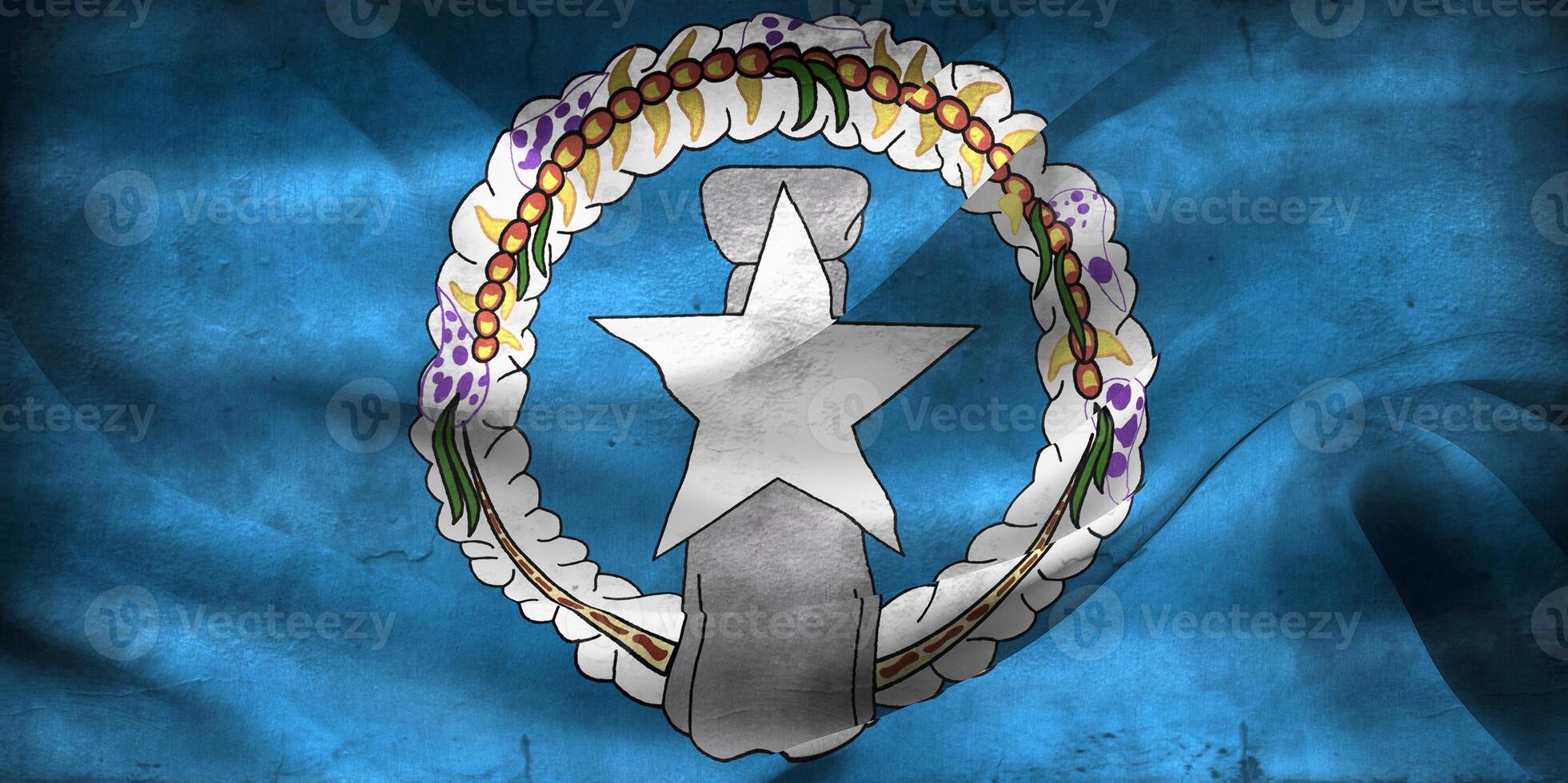 Vintage look 3D-Illustration of a Mariana Islands flag - realistic waving fabric flag photo