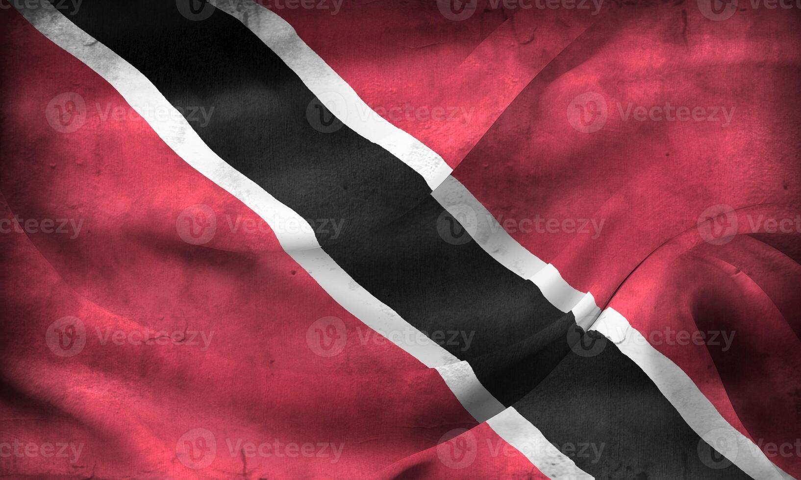Vintage look 3D-Illustration of a Trinidad and Tobago flag - realistic waving fabric flag photo
