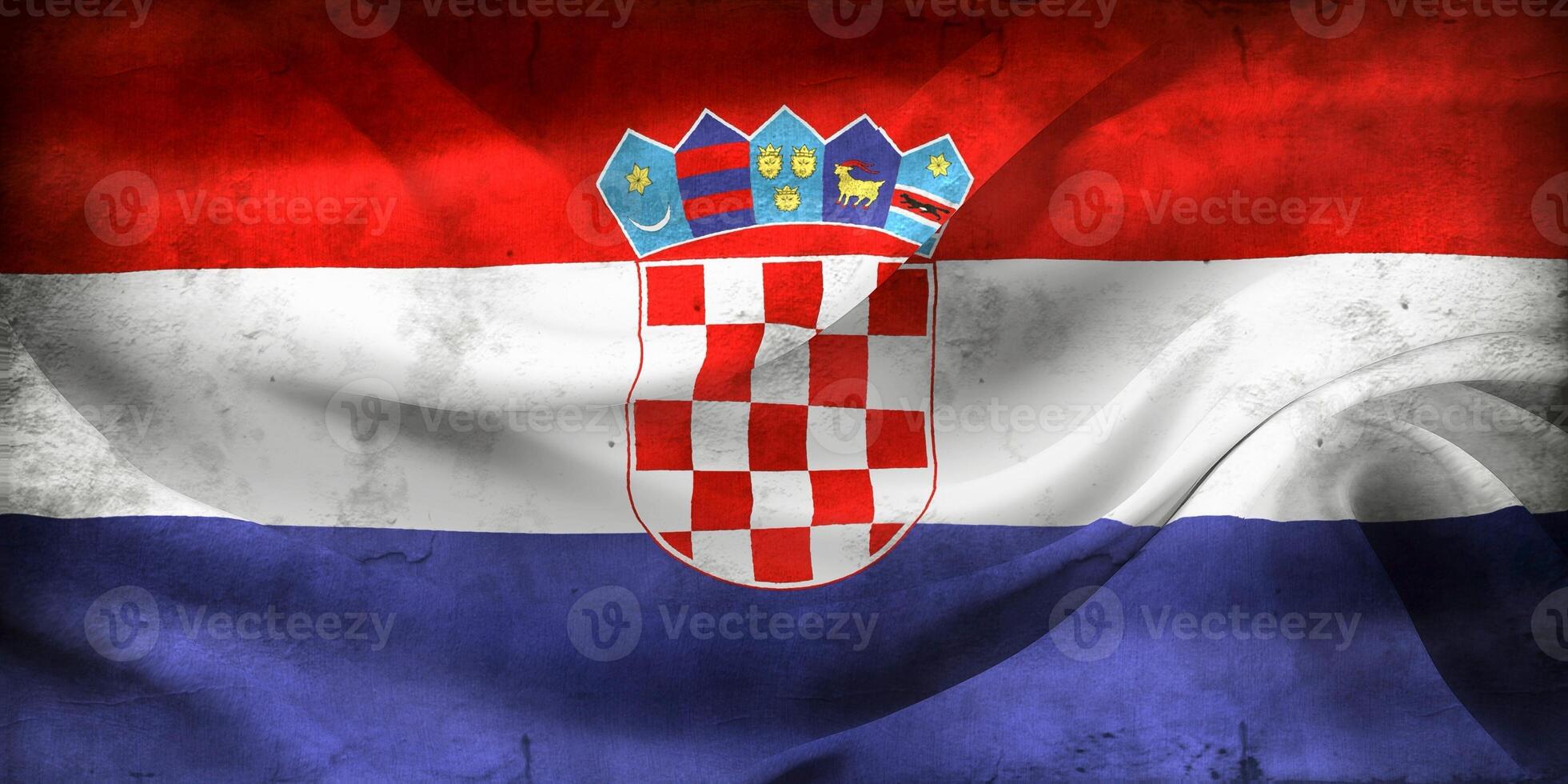 Vintage look 3D-Illustration of a Croatia flag - realistic waving fabric flag photo