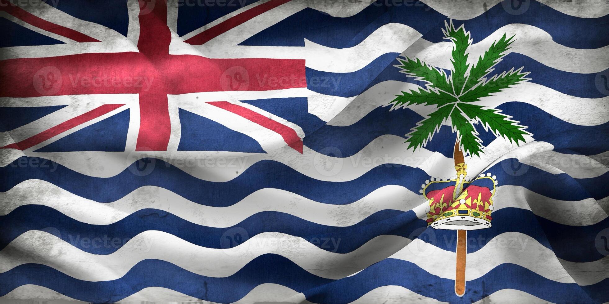 Vintage look 3D-Illustration of a British Indian Ocean Territory flag - realistic waving fabric flag photo