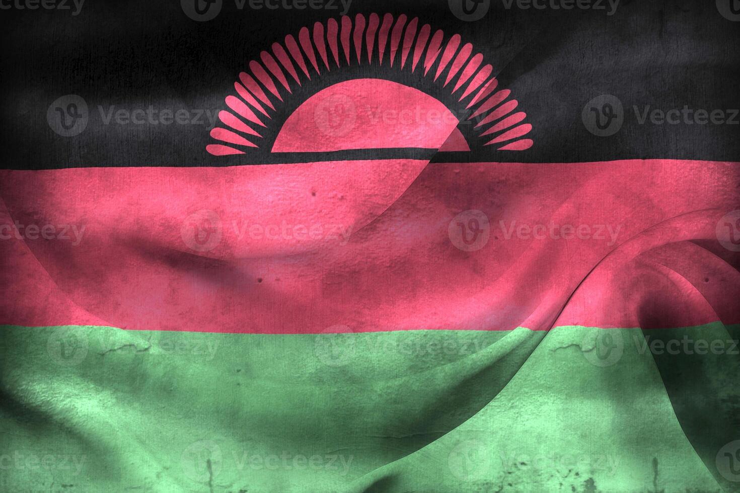 Vintage look 3D-Illustration of a Malawi flag - realistic waving fabric flag photo