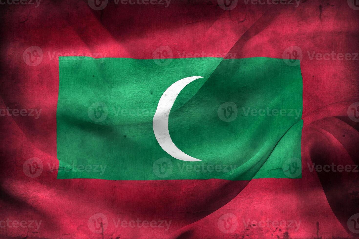 Vintage look 3D-Illustration of a Maldives flag - realistic waving fabric flag photo