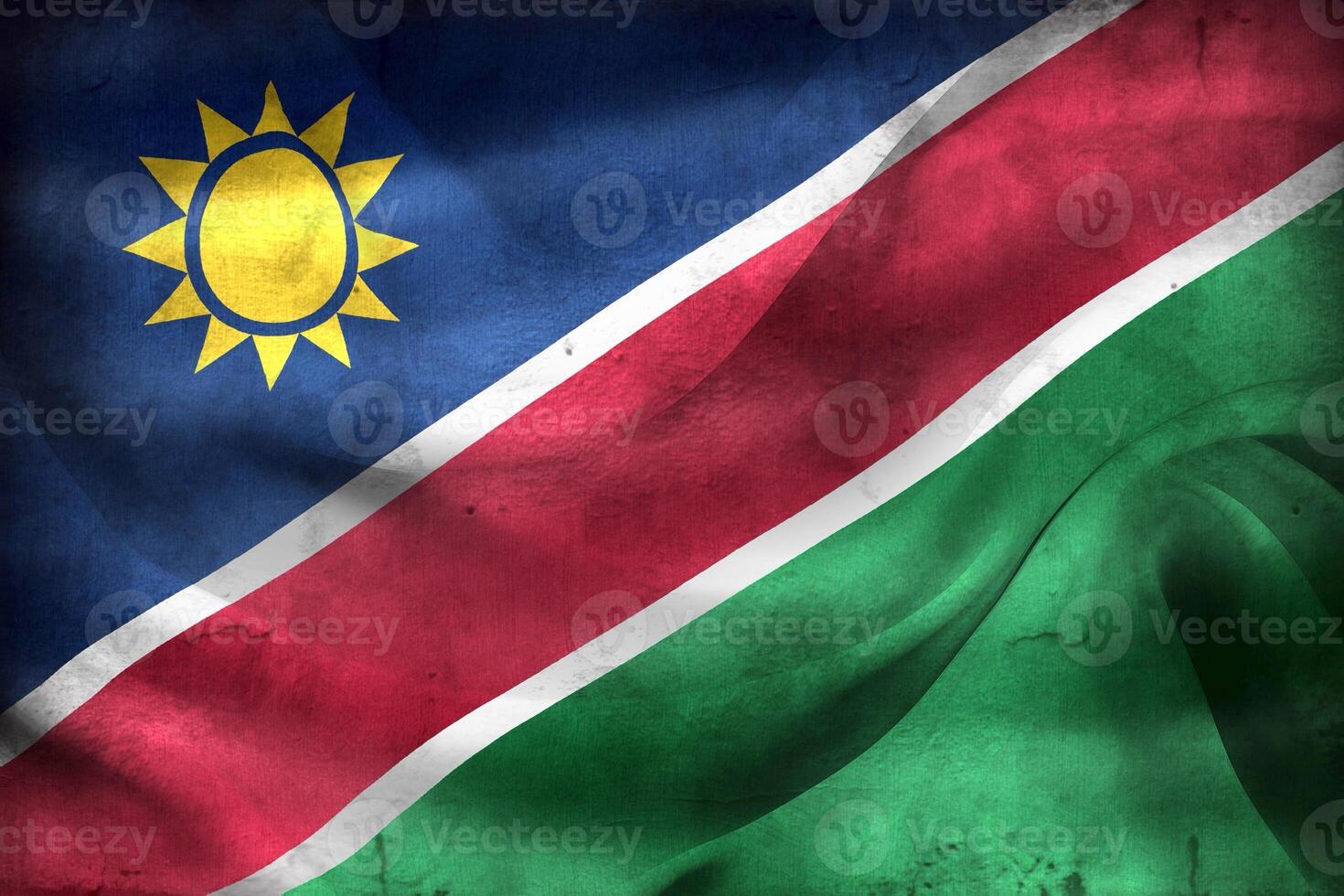 Vintage look 3D-Illustration of a Namibia flag - realistic waving fabric flag photo