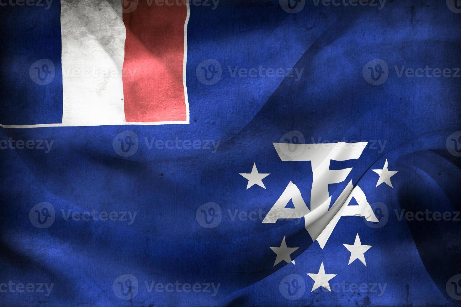 Vintage look 3D-Illustration of a French Southern Territories flag - realistic waving fabric flag photo