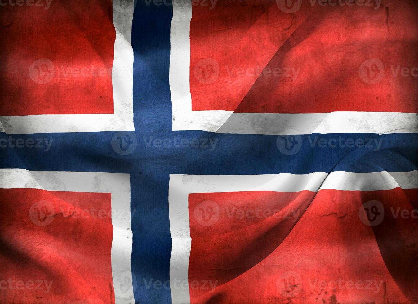 Vintage look 3D-Illustration of a Svalbard and Jan Mayen flag - realistic waving fabric flag photo