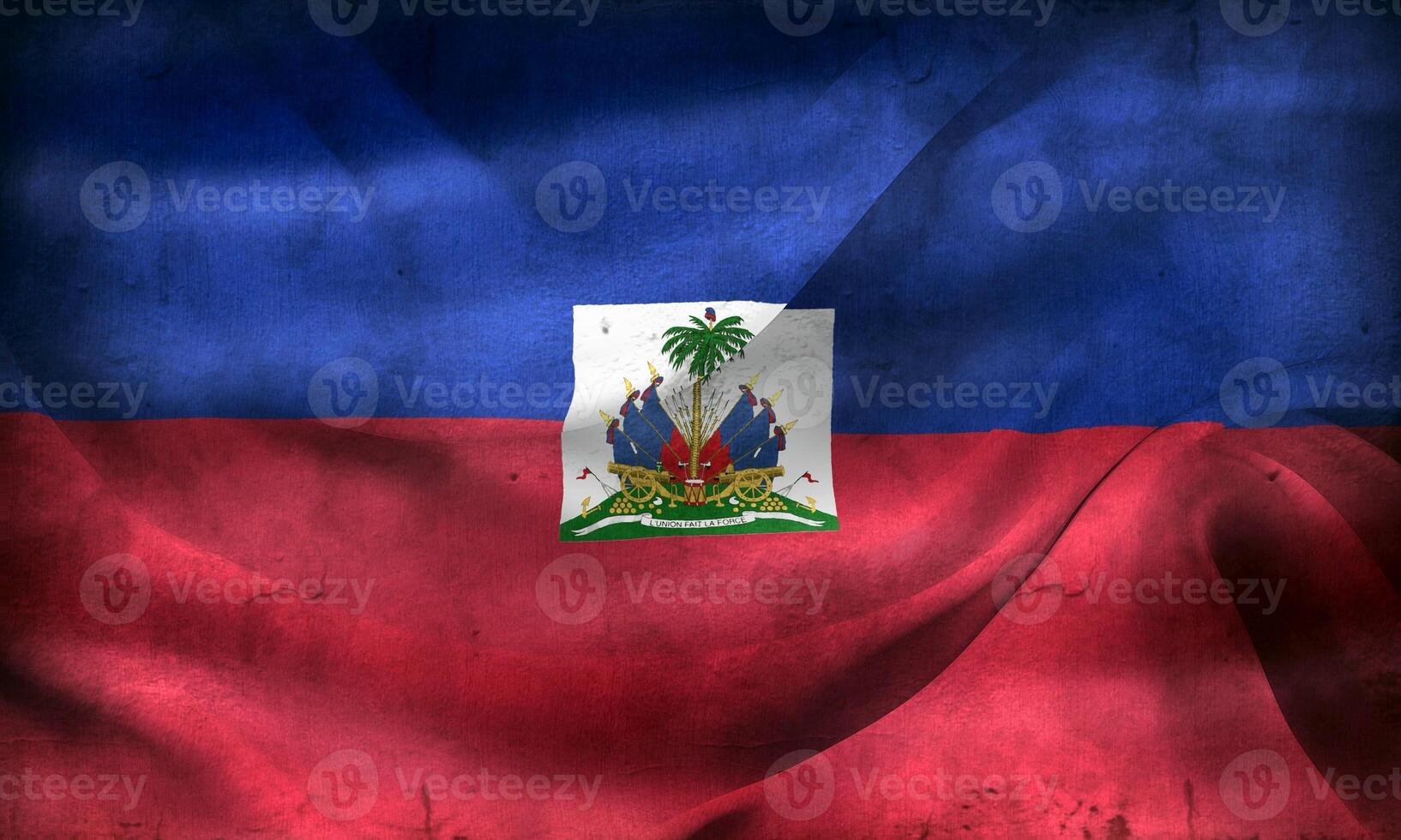 Vintage look 3D-Illustration of a Haiti flag - realistic waving fabric flag photo
