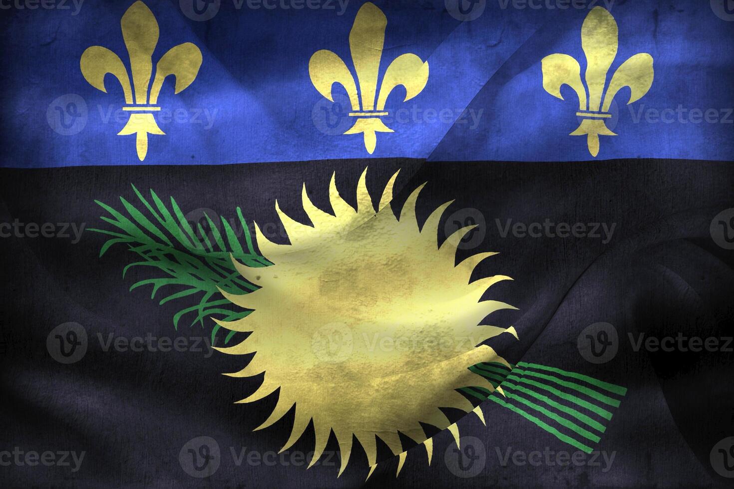 Vintage look Guadeloupe flag - realistic waving fabric flag photo
