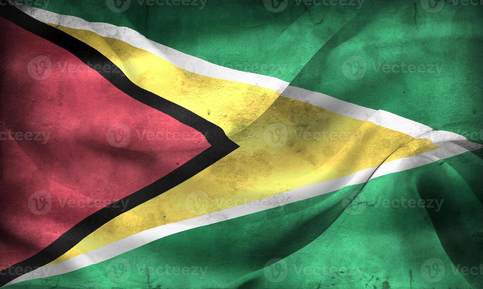 Vintage look Guyana flag - realistic waving fabric flag photo