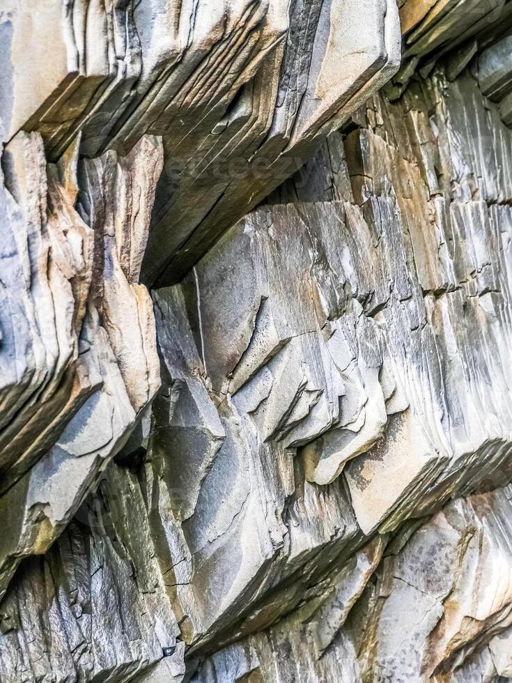 Basalt rock formations showing unique geological patterns in iceland photo