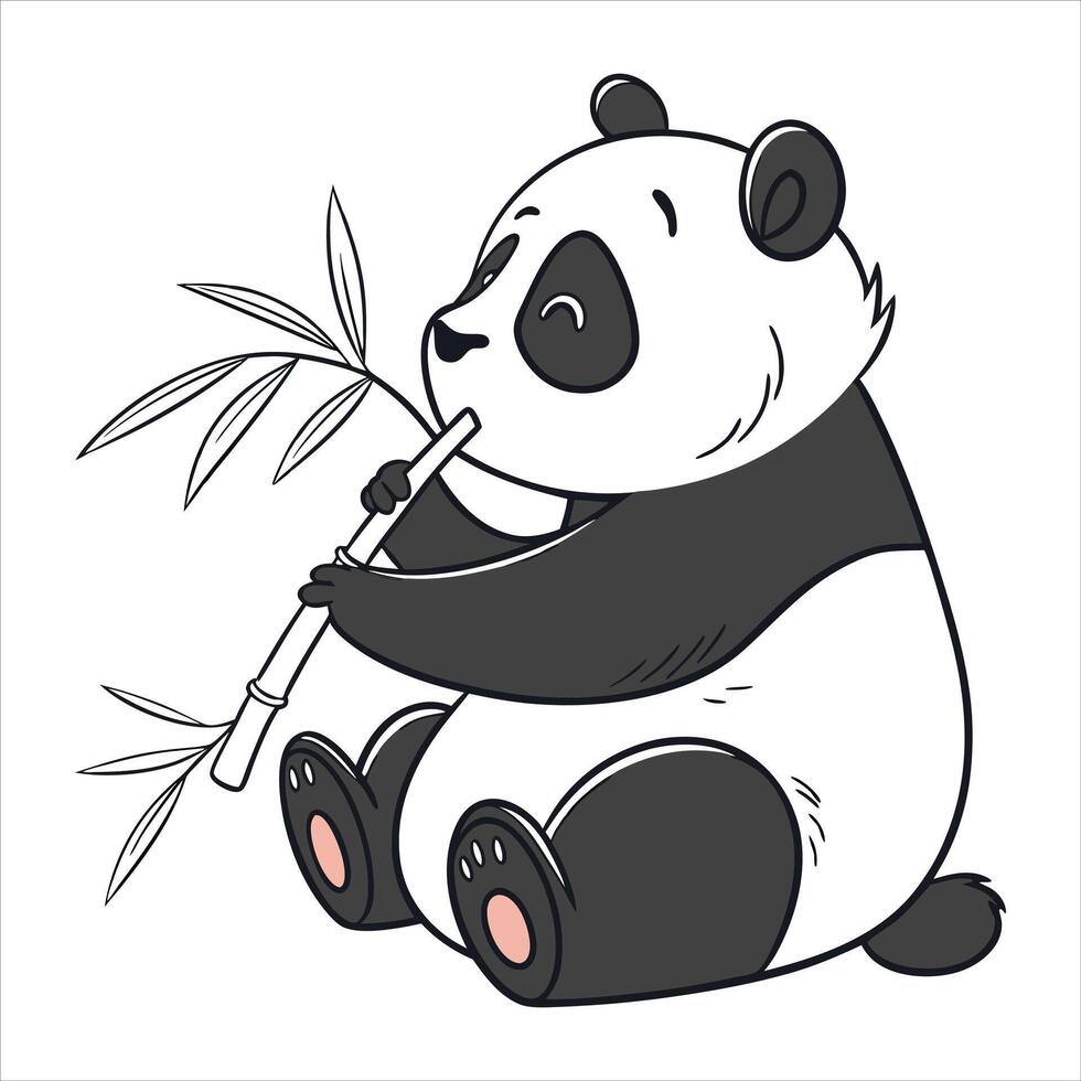 Panda Eating Bamboo vector