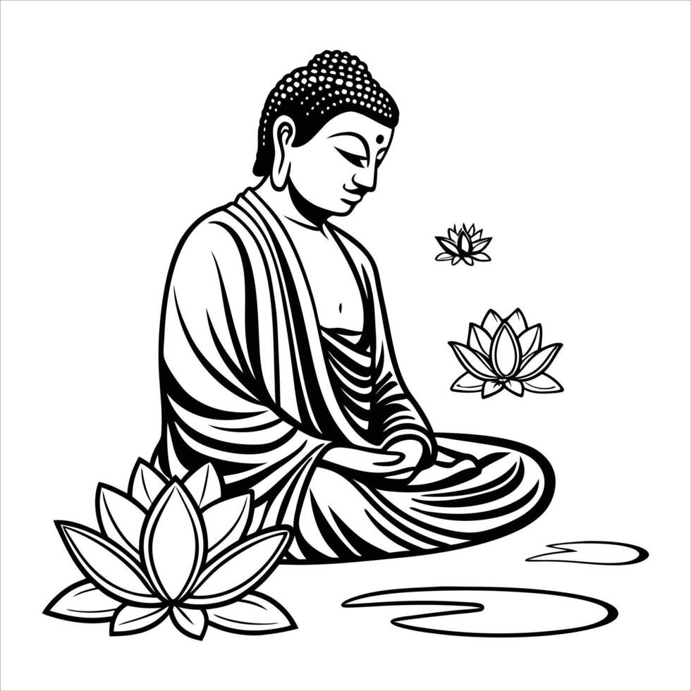 Buddhist Monk Meditation vector
